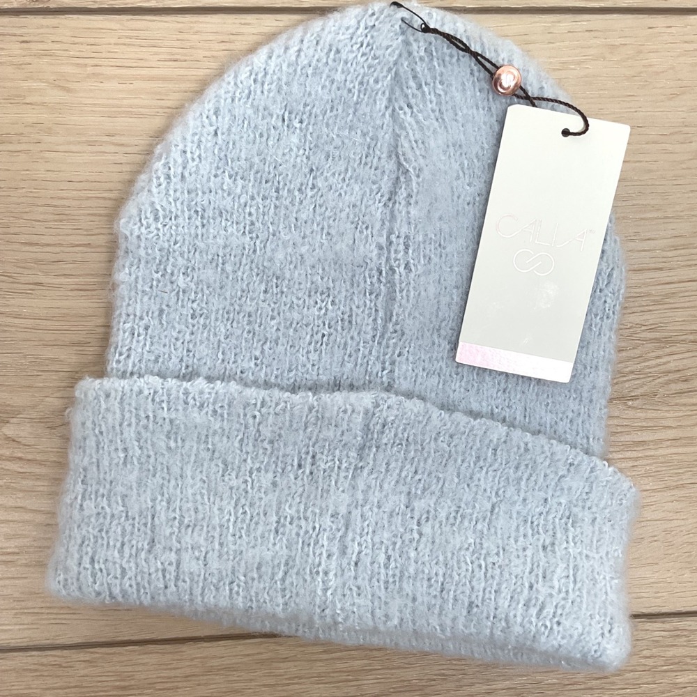 CALIA Luxe Beanie Light Blue/Grey Women's OSFM One Size Winter Knit Hat
